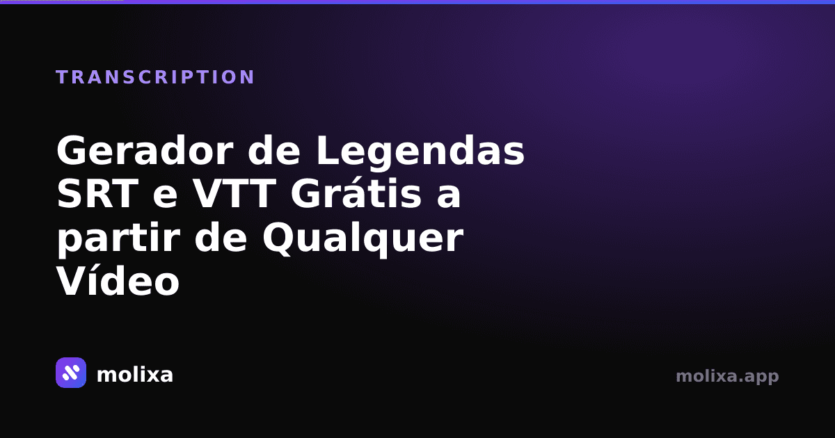 Gerador de Legendas SRT e VTT Grátis a partir de Qualquer Vídeo