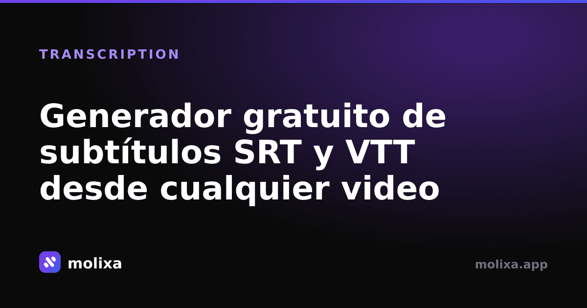 Generador gratuito de subtítulos SRT y VTT desde cualquier video