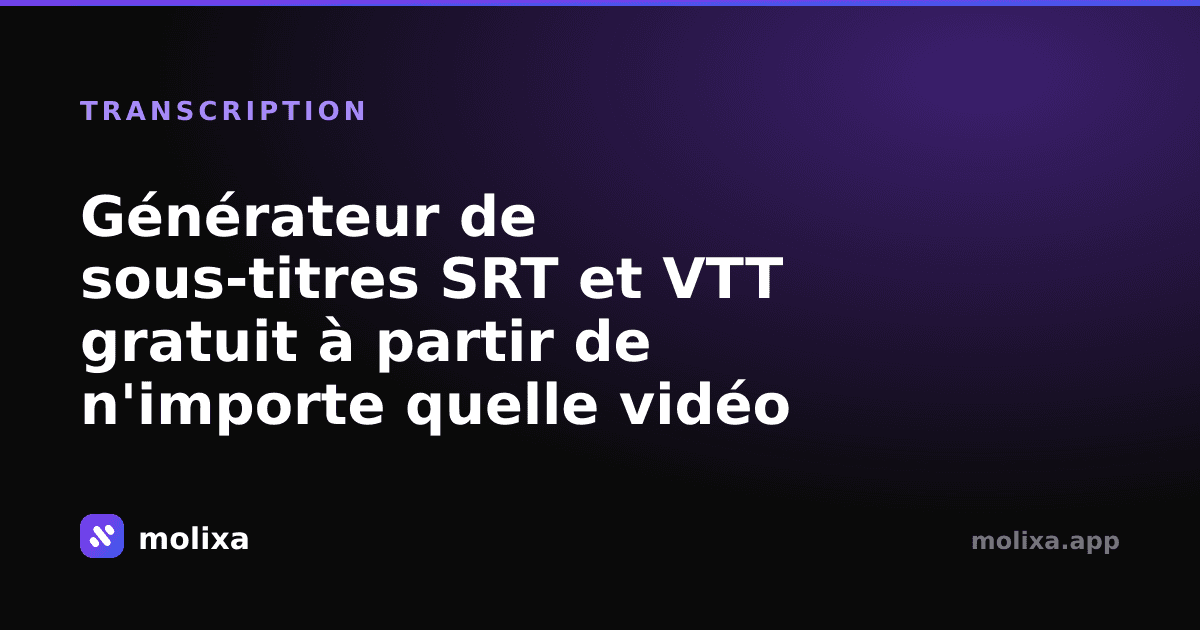 Générateur de sous-titres SRT et VTT gratuit à partir de n'importe quelle vidéo