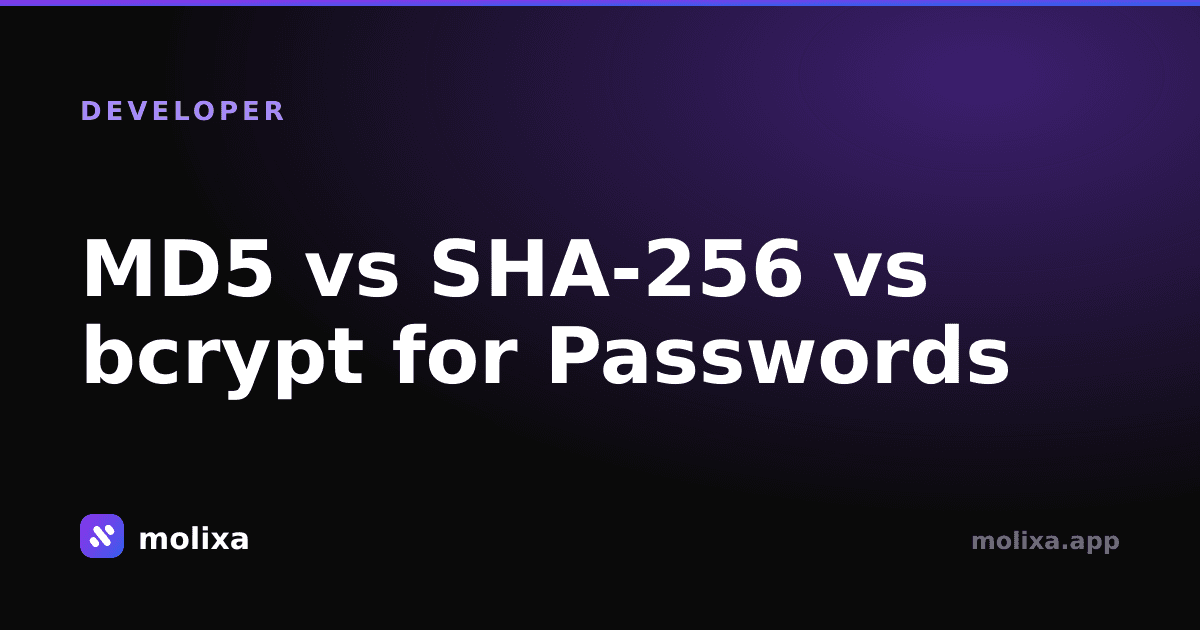 MD5 vs SHA-256 vs bcrypt for Passwords