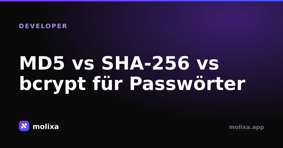 MD5 vs SHA-256 vs bcrypt für Passwörter